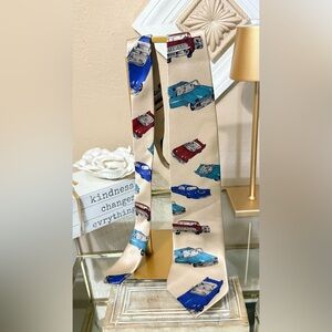 Dolce & Gabbana Beige Tie with Vintage Car Print